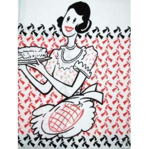  50s style CAKE LADY FLOUR SACK TOWEL retro kitchen camp 