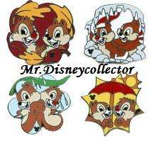 Disney Pin Hidden Mickey Mystery Pouch   Chip and Dale Seasons ~ SET 
