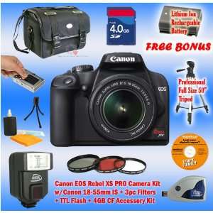   Canon Rebel XS w/18 55mm IS + 4GB +Case + TTL Flash Kit Camera