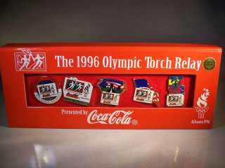 1996 ATLANTA OLYMPICS COCA COLA TORCH RELAY 5 PIN SET  