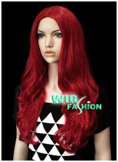 Anime Cosplay Long Curly Dark Red no Bang Hair Wig DC47  