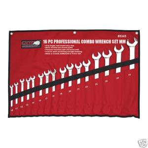 16PC PRO COMBINATION MM METRIC SIZE WRENCH TOOL SET KIT  