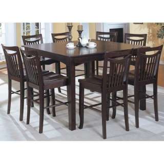    Mahogany Finish Counter Height Dining Table & 8 High Chairs Set