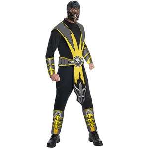 Adult Mortal Kombat Scorpion Mens Costume Yellow Combat New  