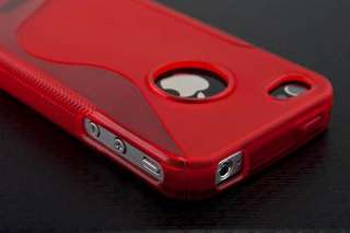 Red Soft TPU Gel Grip Skin Case Cover for Apple iPhone 4 4G 4S  