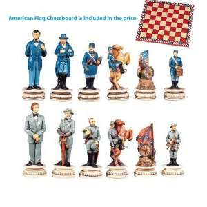    Civil War chess Set with Red Flag Chess board Toys & Games