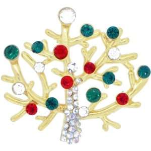   Crystal Christmas Gift Colourful Christmas Tree Pin Brooch Jewelry