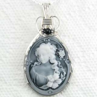   Maiden Lady Cameo Pendant Sterling Silver Artisian Jewelry  