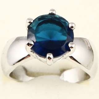 LARGE ROUND CUT BLUE SAPPHIRE A074 RING  
