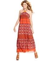 Jessica Simpson Dress, Sleeveless Beaded Tribal Print Maxi