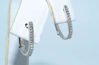 20CT DIAMOND HORSESHOE HOOP EARRINGS 14K WHITE GOLD ROUND CUT  