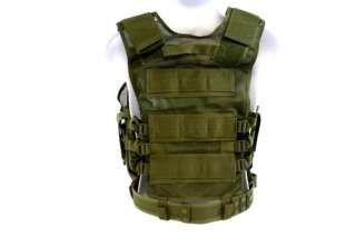 Diamond Tactical Airsoft Military Cross Draw Vest OD GR  