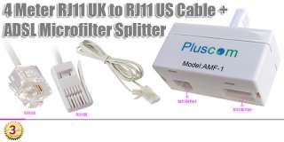 ADSL DSL RJ11 BT Telephone Micro Filter Splitter internet Modem Cable 