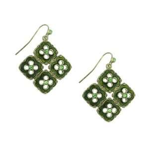  Holly Olive Green Faux Diamond Drop Earrings: Jewelry