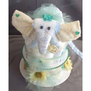   Elephant Baby Shower Gift Diaper Cake Centerpiece 
