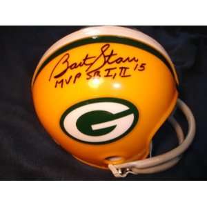 Bart Starr Packers Signed Auto Mini Helmet w/ MVP SB I, II 