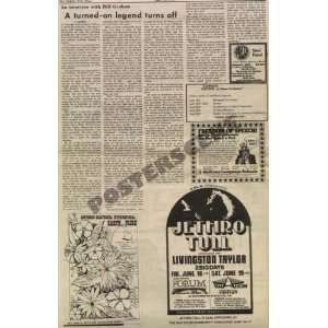 Bill Graham Newspaper Interview 1971 Jethro Tull