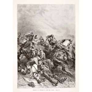  1875 Woodcut Alphonse Neuville Battle Lutzen Gustavus 
