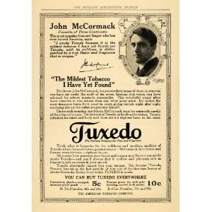  1915 Ad John McCormack Concert Singer Tuxedo Tobacco 