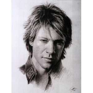  Jon Bon Jovi Sketch Portrait, Charcoal Graphite Pencil 