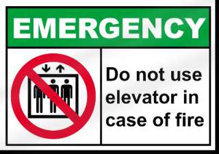 Do Not Use Elevator In Case Of Fire Emergency Sign  