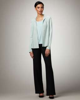 Silk Cotton Interlock Jacket, Silk Jersey Tank & Wide Leg Wool Pants 