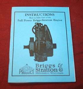 Briggs Stratton engine F FC FB Manual Book Hit & Miss  