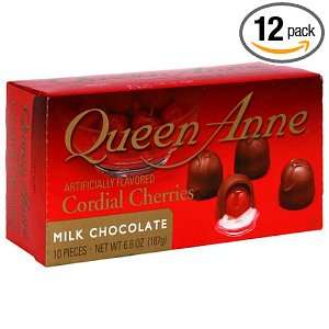 Queen Anne Cordial Cherries, Milk Chocolate, 6 Ounce Boxes (Pack of 12 