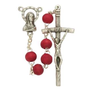 Genuine Rose Scented Red Wood Beads Finest Rosary w Box  