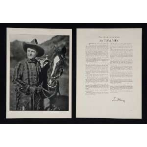  1930 Tom Mix Cowboy Western Tony Silent Film Star Print 