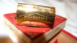 Vintage 50s GILLETTE Tech GOLD razor w/blades in box NICE mid century 