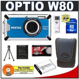  Pentax Optio W80 Waterproof Digital Camera (Azure Blue 