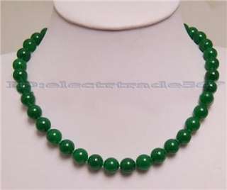 18Beautiful REAL 10mm green jade bead necklace  