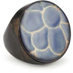   Collection Blue Mum Glass Copper And Wood Ring, Size 7: Jewelry