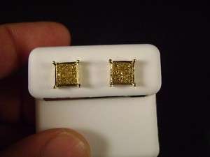 MENS/LADIES 10K YELLOW GOLD YELLOW CANARY DIAMOND STUD EARRINGS NEW 