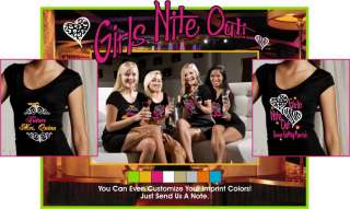 GIRLS NITE OUT PARTY TEE SHIRT TOP Personalize w Name!  