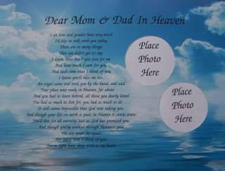 DEAR MOM & DAD IN HEAVEN POEM MEMORIAL VERSE IN MEMORY  