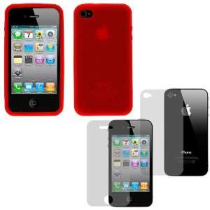 Red Finger Print Silicone Skin Soft Cover Case + LCD Screen Protector 