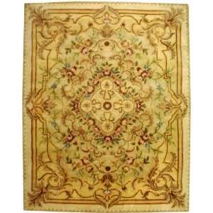   Hand Tufted Ivory Floral Wool Rug 8.30 x 11.00.