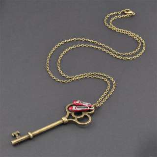 LARGE KEY & Wizard of OZ Ruby Slippers Charm Necklace  