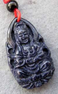 Blue Sandstone Buddhist Kwan Yin Buddha Amulet Pendant  