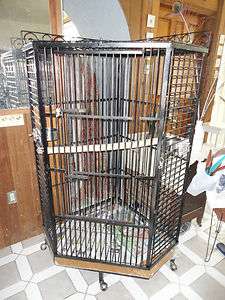 Used Wrought Iron Large Corner Bird Cage Parrot Macaw  
