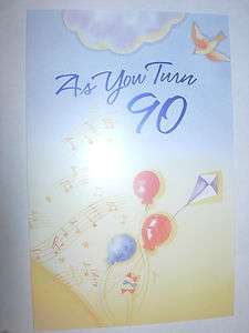   Birthday Card Music Notes Balloons Kite Bird Large Print NEW 90 Gift