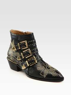 Chloé   Studded Leather Buckle Ankle Boots    