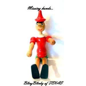  Vintage Pinocchio jointed Wooden Doll long Nose Toy Moving 