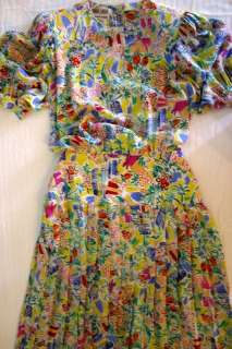 Vintage Maggy London 100% Silk Calypso Dress 2 4 6 8 Small EUC 