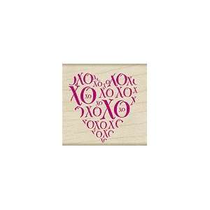  Hugs and Kisses Heart Wood Mounted Rubber Stamp (C3931 