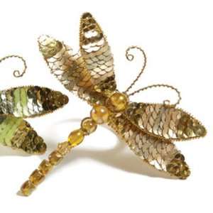  Kim Seybert Sequined Dragonfly Napkin Rings in Gold