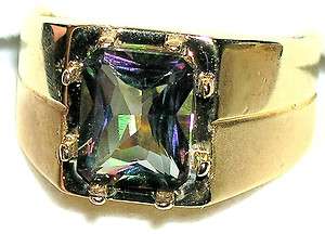 Mens Large 12x10mm Green Mystic Topaz Ring R5 Great Colors  