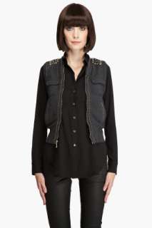 Juicy Couture Slouchy Studded Shoulder Motorcycle Vest for women 